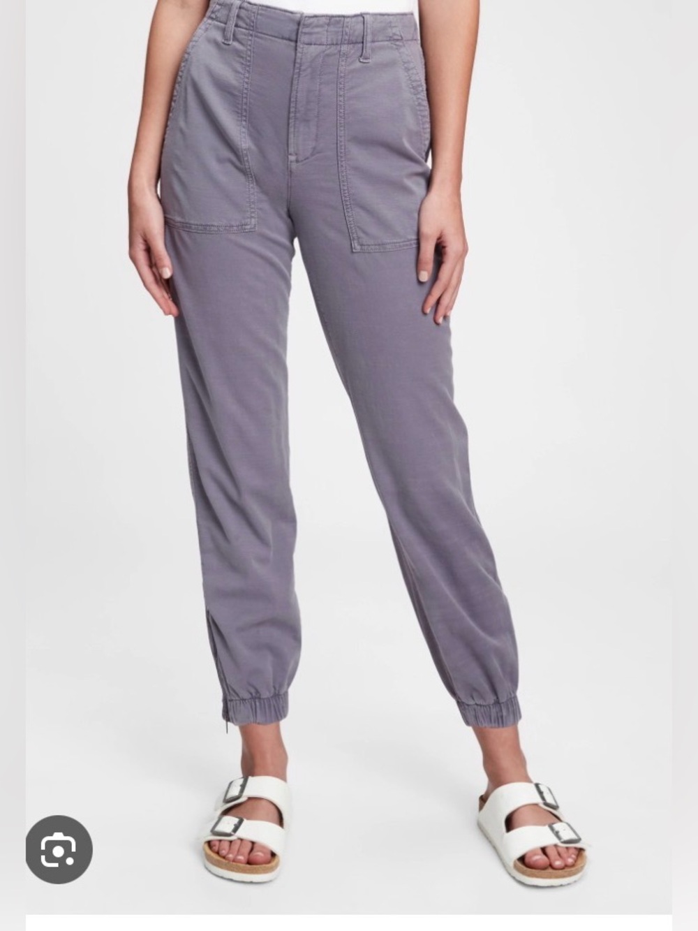 **GAP** Girlfriend Taper Zip Ankle Utility Jogger  in Storm Gray .